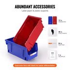 VIYET Confezione da 12 contenitori in plastica da 1155 pollici, contenitori impilabili resistenti e appendibili, blu/rosso, per cucina/armadio/dispensa/ufficio