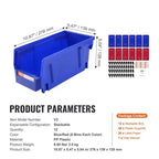 VIYET Confezione da 12 contenitori in plastica da 1155 pollici, contenitori impilabili resistenti e appendibili, blu/rosso, per cucina/armadio/dispensa/ufficio