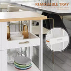 Carrello da cucina Celebalcony con ripiano, mobiletto da cucina su ruote con ripiano, tavolino su ruote, 3 ripiani aperti e cassetti per la cucina