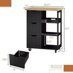 Carrello da cucina Celebalcony con ripiano, mobiletto da cucina su ruote con ripiano, tavolino su ruote, 3 ripiani aperti e cassetti per la cucina