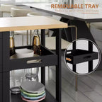 Carrello da cucina Celebalcony con ripiano, mobiletto da cucina su ruote con ripiano, tavolino su ruote, 3 ripiani aperti e cassetti per la cucina