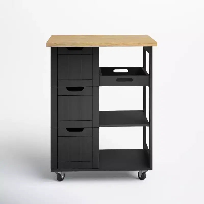 Carrello da cucina Celebalcony con ripiano, mobiletto da cucina su ruote con ripiano, tavolino su ruote, 3 ripiani aperti e cassetti per la cucina