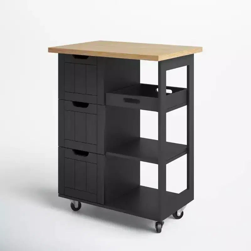 Carrello da cucina Celebalcony con ripiano, mobiletto da cucina su ruote con ripiano, tavolino su ruote, 3 ripiani aperti e cassetti per la cucina