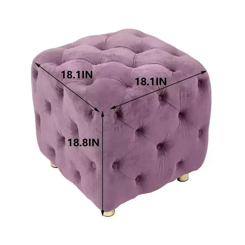 TUYOHW 18 Pouf moderno a cubo con rivestimento in velluto Sgabello piccolo da trucco con struttura in legno Pouf per soggiorno, camera da letto, ingresso