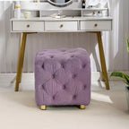 TUYOHW 18 Pouf moderno a cubo con rivestimento in velluto Sgabello piccolo da trucco con struttura in legno Pouf per soggiorno, camera da letto, ingresso