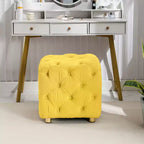 TUYOHW 18 Pouf moderno a cubo con rivestimento in velluto Sgabello piccolo da trucco con struttura in legno Pouf per soggiorno, camera da letto, ingresso