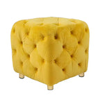 TUYOHW 18 Pouf moderno a cubo con rivestimento in velluto Sgabello piccolo da trucco con struttura in legno Pouf per soggiorno, camera da letto, ingresso