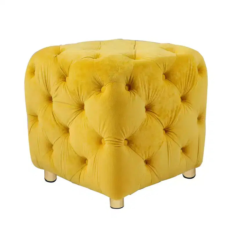 TUYOHW 18 Pouf moderno a cubo con rivestimento in velluto Sgabello piccolo da trucco con struttura in legno Pouf per soggiorno, camera da letto, ingresso