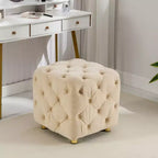 TUYOHW 18 Pouf moderno a cubo con rivestimento in velluto Sgabello piccolo da trucco con struttura in legno Pouf per soggiorno, camera da letto, ingresso