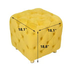 TUYOHW 18 Pouf moderno a cubo con rivestimento in velluto Sgabello piccolo da trucco con struttura in legno Pouf per soggiorno, camera da letto, ingresso