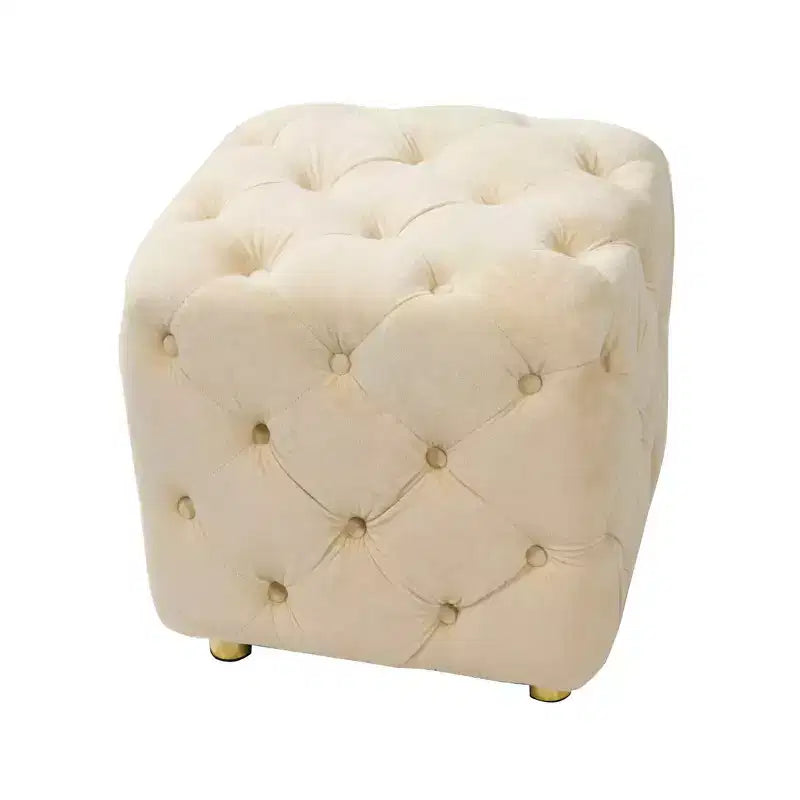 TUYOHW 18 Pouf moderno a cubo con rivestimento in velluto Sgabello piccolo da trucco con struttura in legno Pouf per soggiorno, camera da letto, ingresso