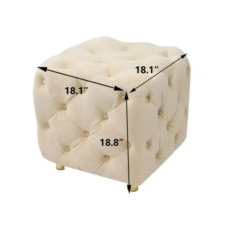 TUYOHW 18 Pouf moderno a cubo con rivestimento in velluto Sgabello piccolo da trucco con struttura in legno Pouf per soggiorno, camera da letto, ingresso
