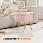 TUYOHW Poggiapiedi Ottomano Moderno con Contenitore, Rivestito in Pelliccia Sintetica, con Gambe in Metallo Antiscivolo, Panca Contenitore Rettangolare per Soggiorno, Ingresso