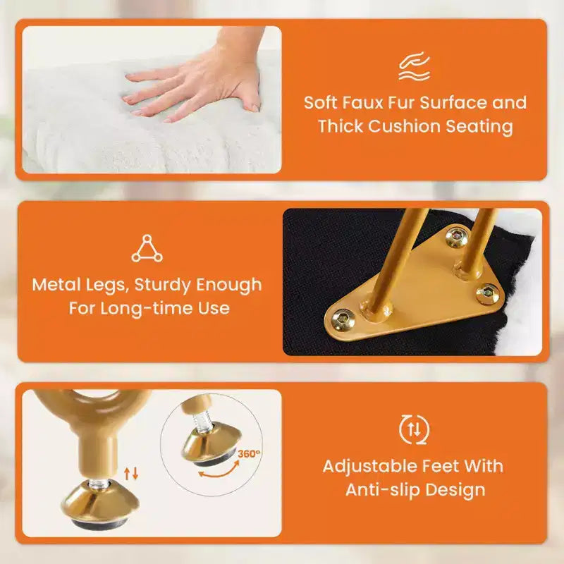TUYOHW Poggiapiedi Ottomano Moderno con Contenitore, Rivestito in Pelliccia Sintetica, con Gambe in Metallo Antiscivolo, Panca Contenitore Rettangolare per Soggiorno, Ingresso