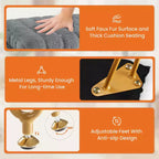 TUYOHW Poggiapiedi Ottomano Moderno con Contenitore, Rivestito in Pelliccia Sintetica, con Gambe in Metallo Antiscivolo, Panca Contenitore Rettangolare per Soggiorno, Ingresso