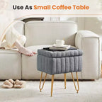 TUYOHW Poggiapiedi Ottomano Moderno con Contenitore, Rivestito in Pelliccia Sintetica, con Gambe in Metallo Antiscivolo, Panca Contenitore Rettangolare per Soggiorno, Ingresso