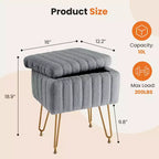 TUYOHW Poggiapiedi Ottomano Moderno con Contenitore, Rivestito in Pelliccia Sintetica, con Gambe in Metallo Antiscivolo, Panca Contenitore Rettangolare per Soggiorno, Ingresso
