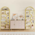Libreria alta moderna a 6 ripiani con design geometrico ad arco - Scaffale espositivo aperto da 82" per ufficio domestico e organizzazione del soggiorno