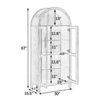 MAYEERTY Armadietto alto ad arco con lampada, Armadietto in legno in stile retrò moderno con divisori in vetro regolabili Nero