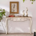 Antique Console Table White Distressed Entryway Table Vintage Sofa Side Table French Country Accent Table with Curved Legs - ModernLuxe