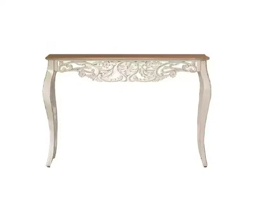 Consolle Antica Bianca Decapata Tavolo d'Ingresso Vintage Tavolino da Divano Stile Francese Tavolo d'Appoggio con Gambe Curve - ModernLuxe