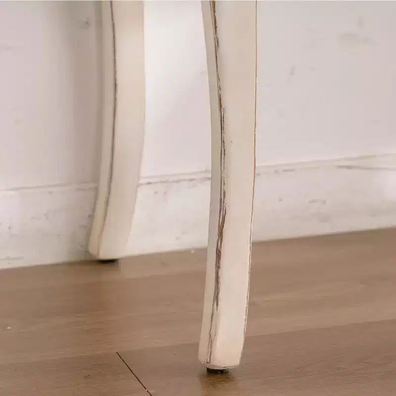 Consolle Antica Bianca Decapata Tavolo d'Ingresso Vintage Tavolino da Divano Stile Francese Tavolo d'Appoggio con Gambe Curve - ModernLuxe