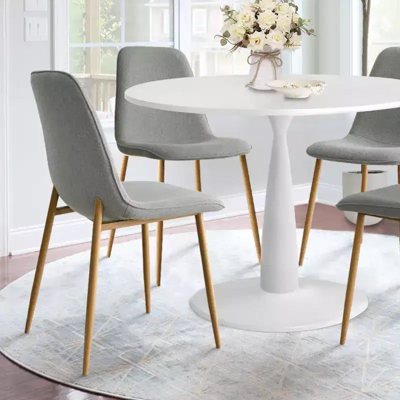 Set Tavolo da Pranzo Piccolo da 5 Pezzi per 4 Persone, Set Sala da Pranzo Rotondo con 4 Sedie Imbottite Gambe in Rovere per Appartamento, Mobili da Interno - Panipeachy