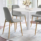 Set Tavolo da Pranzo Piccolo da 5 Pezzi per 4 Persone, Set Sala da Pranzo Rotondo con 4 Sedie Imbottite Gambe in Rovere per Appartamento, Mobili da Interno - Panipeachy
