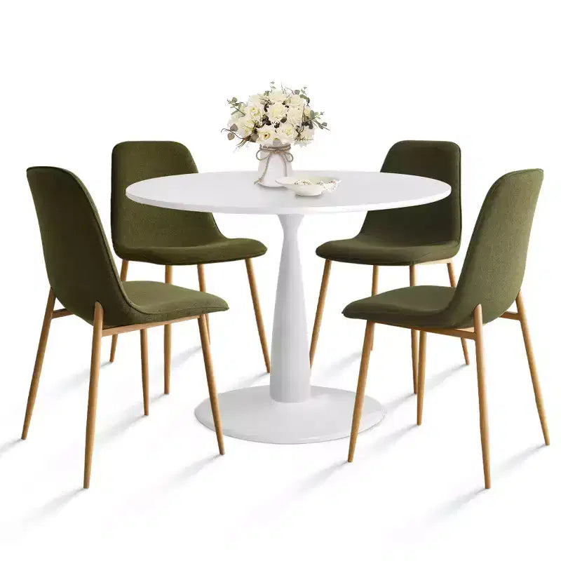 Set Tavolo da Pranzo Piccolo da 5 Pezzi per 4 Persone, Set Sala da Pranzo Rotondo con 4 Sedie Imbottite Gambe in Rovere per Appartamento, Mobili da Interno - Panipeachy