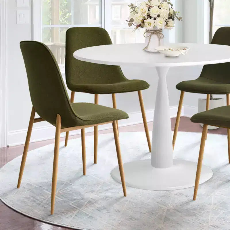 Set Tavolo da Pranzo Piccolo da 5 Pezzi per 4 Persone, Set Sala da Pranzo Rotondo con 4 Sedie Imbottite Gambe in Rovere per Appartamento, Mobili da Interno - Panipeachy