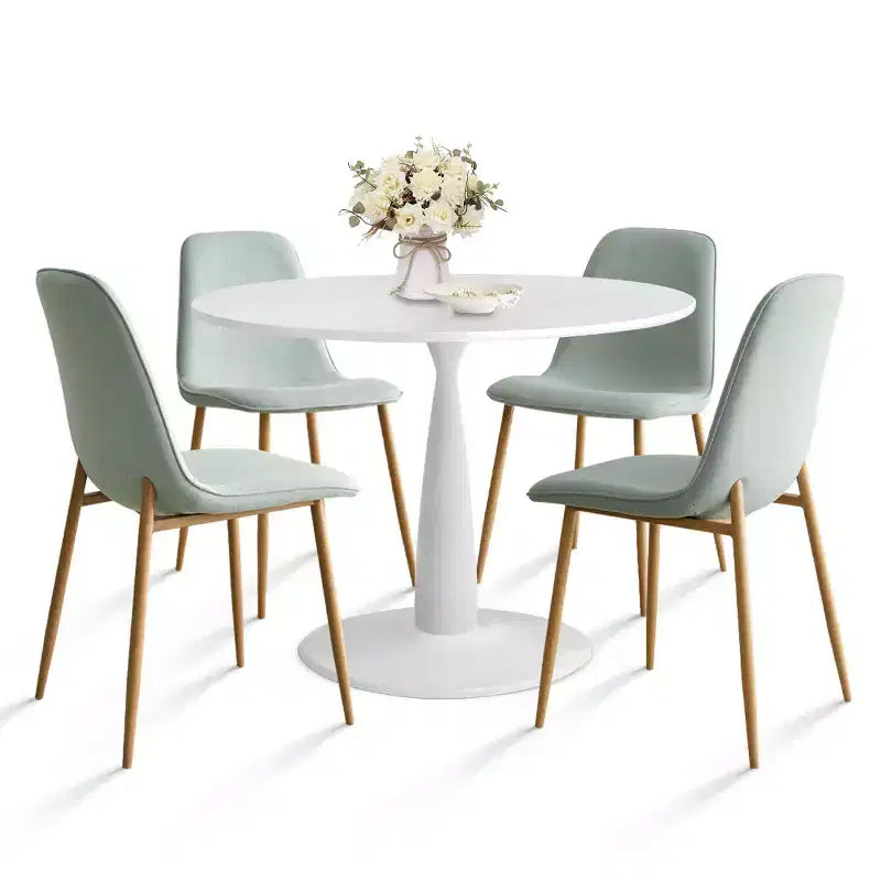 Set Tavolo da Pranzo Piccolo da 5 Pezzi per 4 Persone, Set Sala da Pranzo Rotondo con 4 Sedie Imbottite Gambe in Rovere per Appartamento, Mobili da Interno - Panipeachy