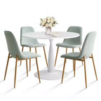 Set Tavolo da Pranzo Piccolo da 5 Pezzi per 4 Persone, Set Sala da Pranzo Rotondo con 4 Sedie Imbottite Gambe in Rovere per Appartamento, Mobili da Interno - Panipeachy