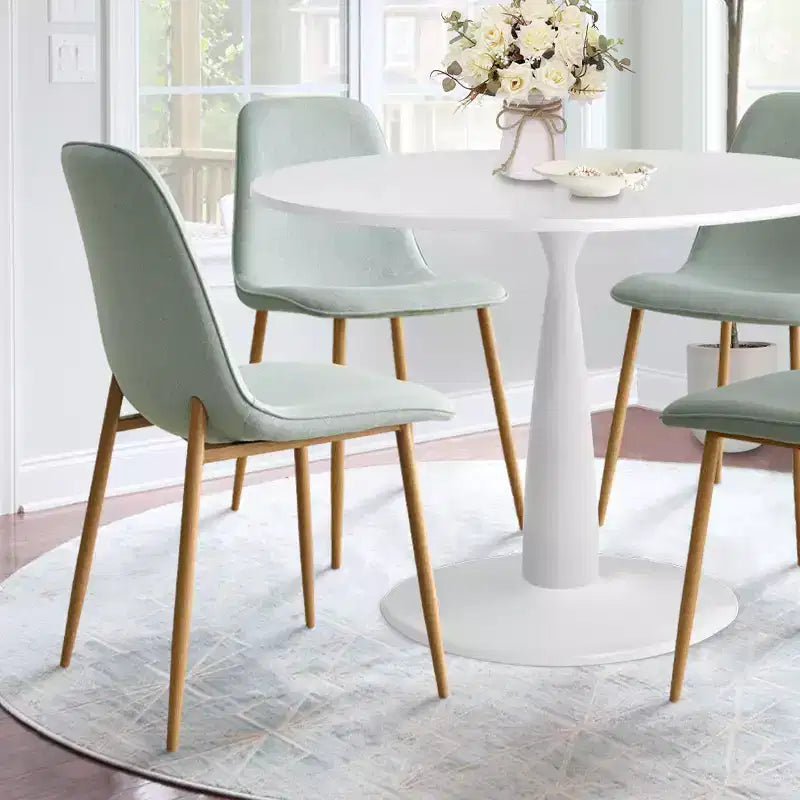 Set Tavolo da Pranzo Piccolo da 5 Pezzi per 4 Persone, Set Sala da Pranzo Rotondo con 4 Sedie Imbottite Gambe in Rovere per Appartamento, Mobili da Interno - Panipeachy