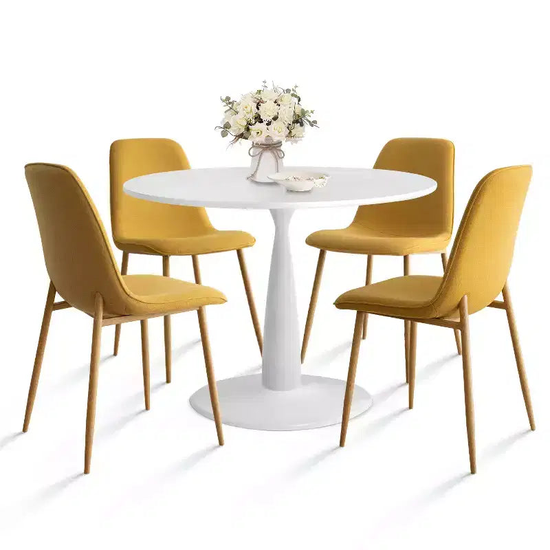 Set Tavolo da Pranzo Piccolo da 5 Pezzi per 4 Persone, Set Sala da Pranzo Rotondo con 4 Sedie Imbottite Gambe in Rovere per Appartamento, Mobili da Interno - Panipeachy