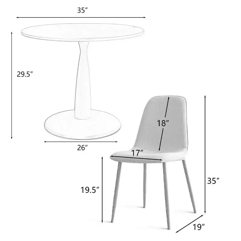 Set Tavolo da Pranzo Piccolo da 5 Pezzi per 4 Persone, Set Sala da Pranzo Rotondo con 4 Sedie Imbottite Gambe in Rovere per Appartamento, Mobili da Interno - Panipeachy