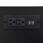 Letto a piattaforma matrimoniale in metallo Luxystar con testiera imbottita, mensole portaoggetti a 2 livelli, mobile contenitore in legno e porte di ricarica USB