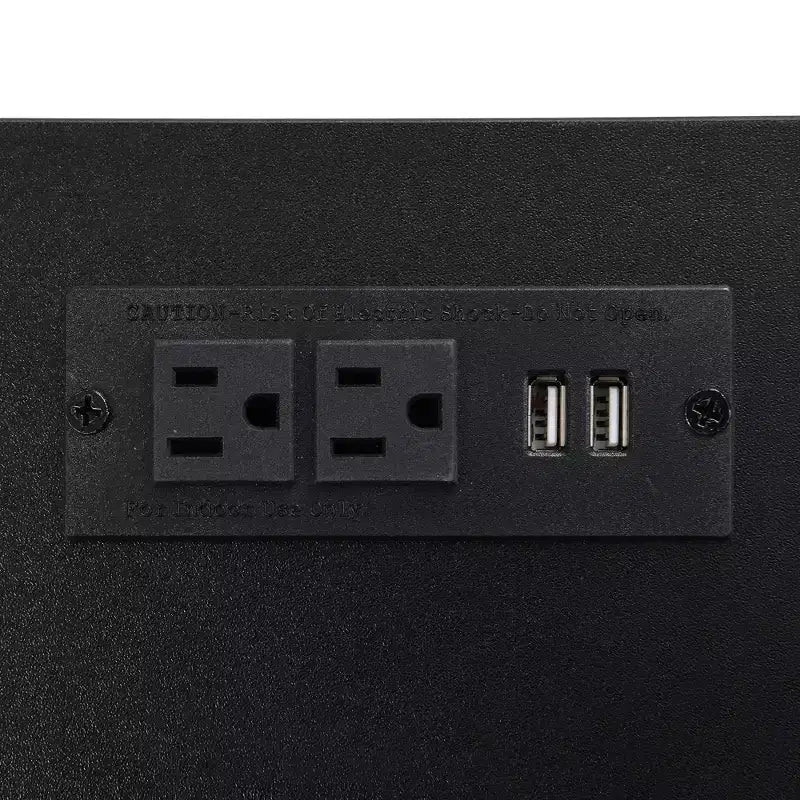 Letto a piattaforma matrimoniale in metallo Luxystar con testiera imbottita, mensole portaoggetti a 2 livelli, mobile contenitore in legno e porte di ricarica USB