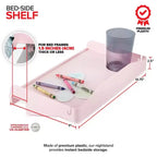 Mensola da comodino Modern Innovations con cavo e portabicchieri (rosa)