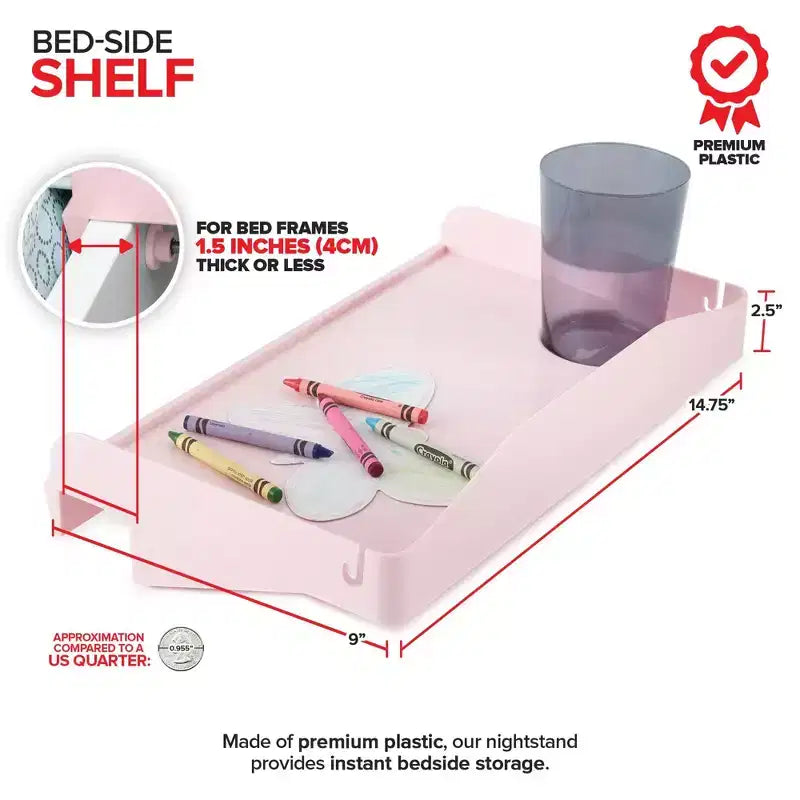 Mensola da comodino Modern Innovations con cavo e portabicchieri (rosa)