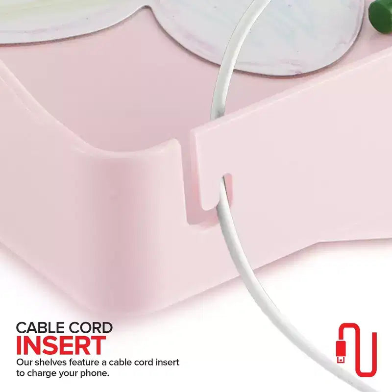 Mensola da comodino Modern Innovations con cavo e portabicchieri (rosa)