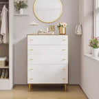 COZONY Cassettiera 44 stile rustico con 5 cassetti, in legno naturale con maniglie a barra per camera da letto e soggiorno