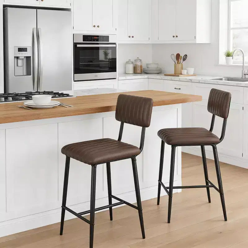 Set di 2 sgabelli da bar con cuscino spesso e gambe in metallo rinforzato per isola, bancone bar, cucina