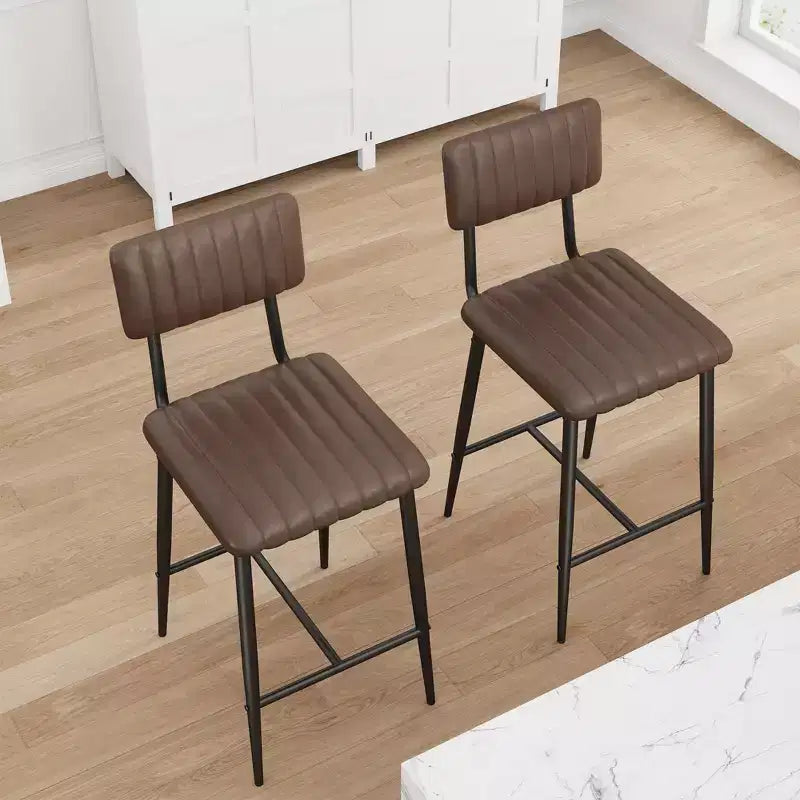 Set di 2 sgabelli da bar con cuscino spesso e gambe in metallo rinforzato per isola, bancone bar, cucina
