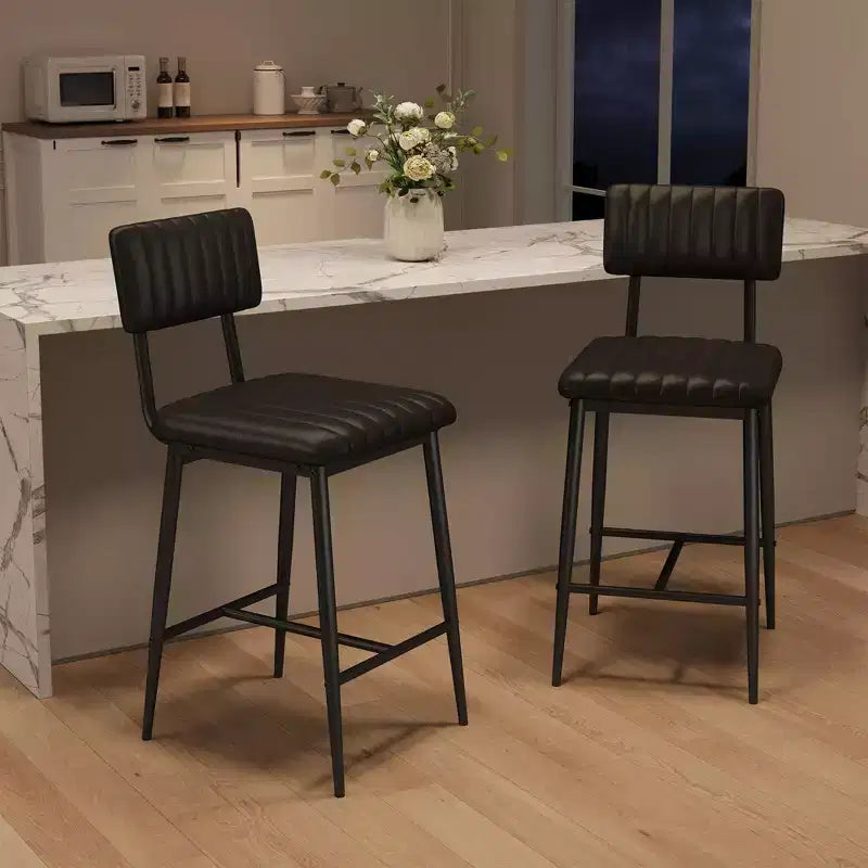 Set di 2 sgabelli da bar con cuscino spesso e gambe in metallo rinforzato per isola, bancone bar, cucina