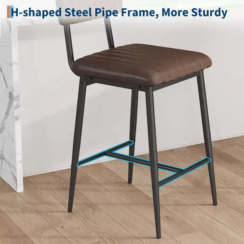 Set di 2 sgabelli da bar con cuscino spesso e gambe in metallo rinforzato per isola, bancone bar, cucina