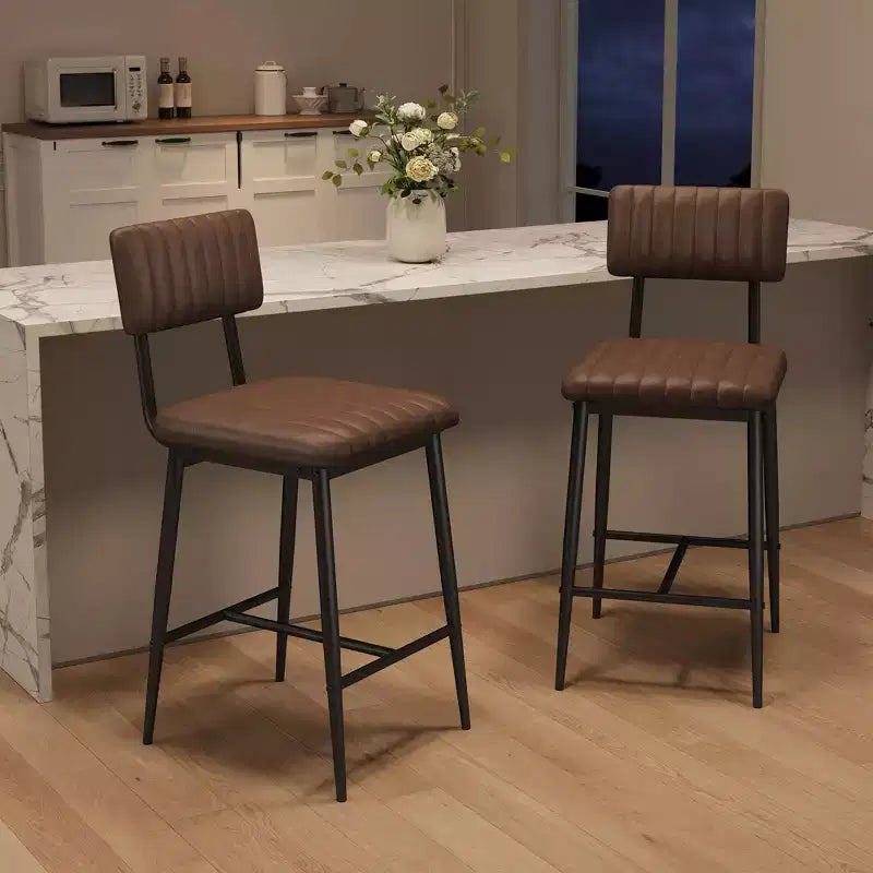 Set di 2 sgabelli da bar con cuscino spesso e gambe in metallo rinforzato per isola, bancone bar, cucina