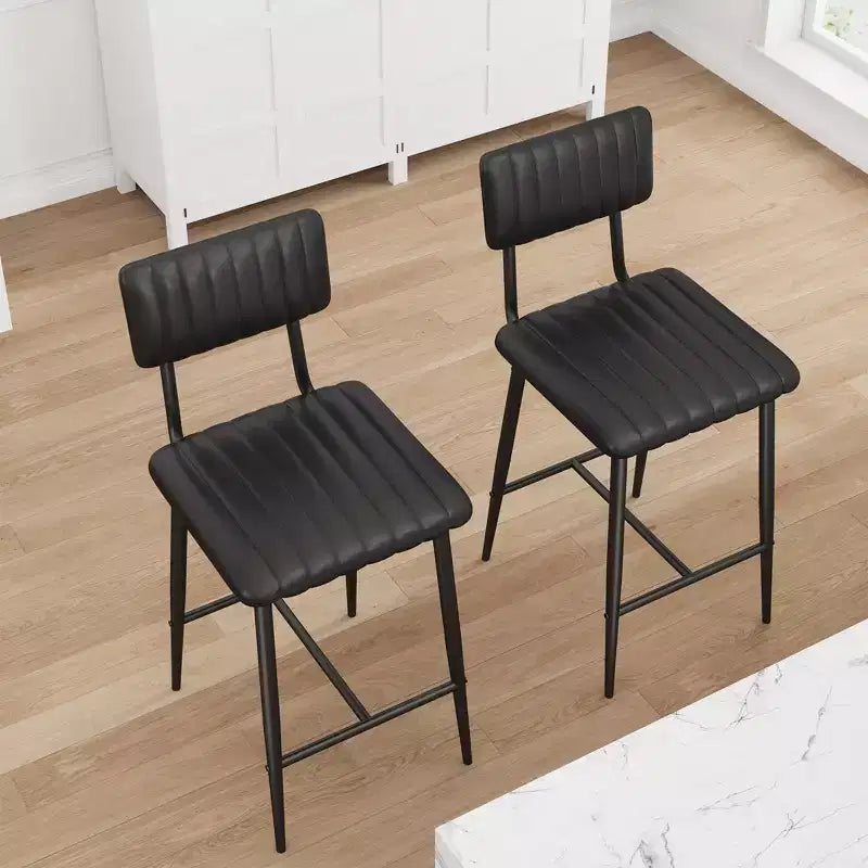 Set di 2 sgabelli da bar con cuscino spesso e gambe in metallo rinforzato per isola, bancone bar, cucina