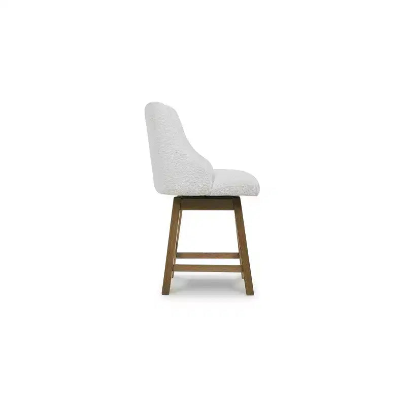 Signature Design by Ashley Cabalynn Sgabelli da bar girevoli imbottiti ad altezza bancone, set da 2, struttura marrone chiaro con seduta imbottita color avena