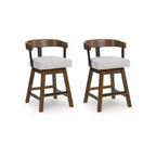 Signature Design by Ashley Ralene Counter Height Upholstered Swivel Barstools, Set of 2, Medium Brown