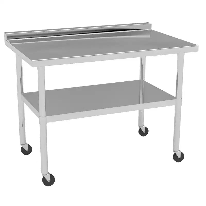 Tavolo da Lavoro in Acciaio Inox con Sottopiano Regolabile, Tavolo da Preparazione Commerciale per Cucina, Ristorante, Garage